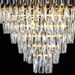 Candelabru Cristal VERSAILLES Grande Supremo 14xE14, Diametru 60cm x Inaltime 90cm, Auriu Lucios si Negru, Inaltime Reglabila - imagine 5