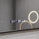 Oglinda LED Senzor MotionGlow Francesca 60x80 cm Lumina Calda/Rece/Neutra Dimabila Rama Negru Brushed Sistem Dezaburire Termometru Ceas Colectia Marcello Funghi - imagine 3