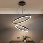 Lustra LED suspendata cu telecomanda CASIANA 40W, 2 Cercuri, lumina Rece/Calda/Neutra, Dimabila, Negru, Inaltime Reglabila - imagine 5