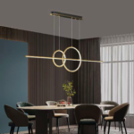 Lustra LED suspendata cu telecomanda CASSANDRA 42W, Liniara, lumina Rece/Calda/Neutra, Dimabila, Auriu, Inaltime Reglabila