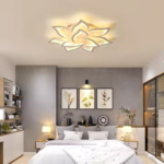 Lustra LED cu telecomanda LOTUS 91W, 9 Petale, lumina Rece/Calda/Neutra, Dimabila, Alb - imagine 5