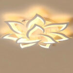 Lustra LED cu telecomanda LOTUS 91W, 9 Petale, lumina Rece/Calda/Neutra, Dimabila, Alb - imagine 3