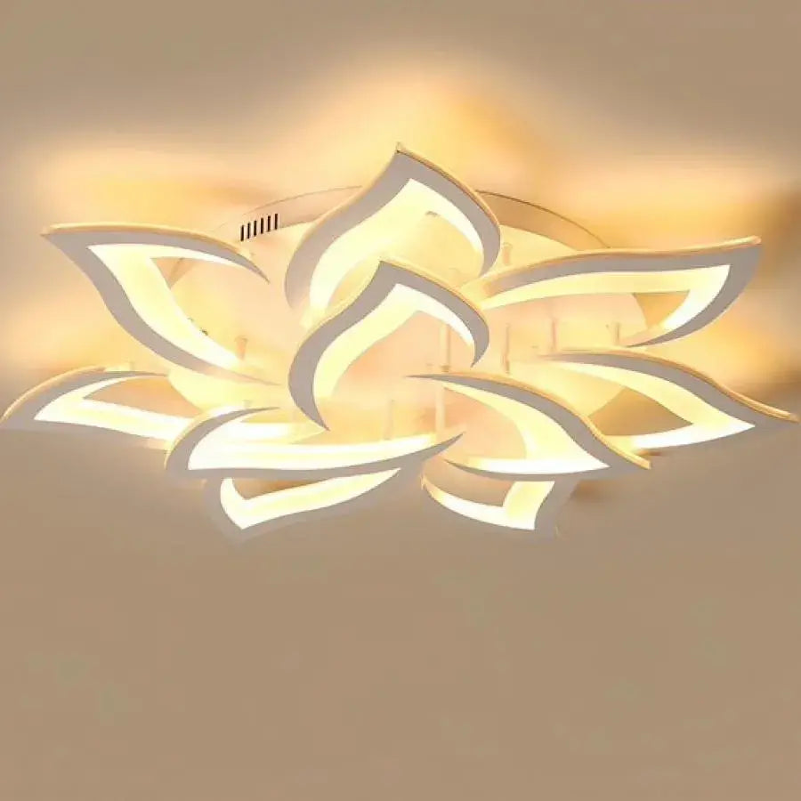 Lustra LED cu telecomanda LOTUS 91W, 9 Petale, lumina Rece/Calda/Neutra, Dimabila, Alb - imagine 3