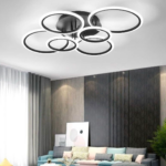 Lustra LED cu telecomanda BETTY 82W, 6 Cercuri, lumina Rece/Calda/Neutra, Dimabila, Negru - imagine 5