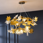 Candelabru Modern, CM260/400+800GD, 12xE14, Diametru 80cm, Auriu, Inaltime Reglabila, Metal si Cristal - imagine 5