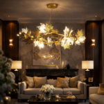 Candelabru Modern, CM260/800GD, 8xE14, Diametru 80cm, Auriu, Inaltime Reglabila, Metal si Cristale - imagine 4