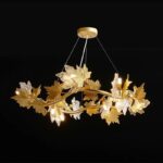 Candelabru Modern, CM260/400+800GD, 12xE14, Diametru 80cm, Auriu, Inaltime Reglabila, Metal si Cristal - imagine 4