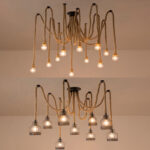 Lustra Vintage LV121/10BK, 10xE27, Rustic, Sfoara si Metal, 2x100cm, Suport Negru - imagine 4
