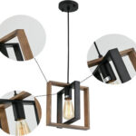 Lustra Vintage LV560/1BK, 1xE27, Rustic Barn, Lemn si Metal, Negru - imagine 5