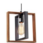 Lustra Vintage LV560/1BK, 1xE27, Rustic Barn, Lemn si Metal, Negru - imagine 3