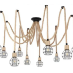 Lustra Vintage LV121/10BK, 10xE27, Rustic, Sfoara si Metal, 2x100cm, Suport Negru