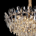 Candelabru Cristal, CC8896/600GD 11xE14, Diametru 60cm, Auriu Lucios, Inaltime Reglabila, Metal si Cristal - imagine 3