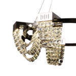 Candelabru Cristal LED 24W, CC370/800CH, Diametru 80cm, Crom Lucios, Inaltime Reglabila, Lumina Calda Neutra Rece 3000K/4000K/6000K, Metal si Cristal - imagine 3